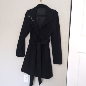 Black knee-length peacoat (medium)